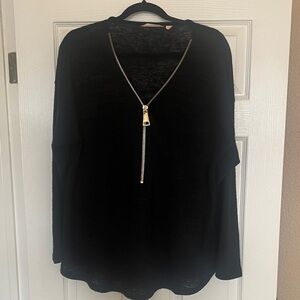 Soft Surroundings Black Long Sleeve Top with Zipper